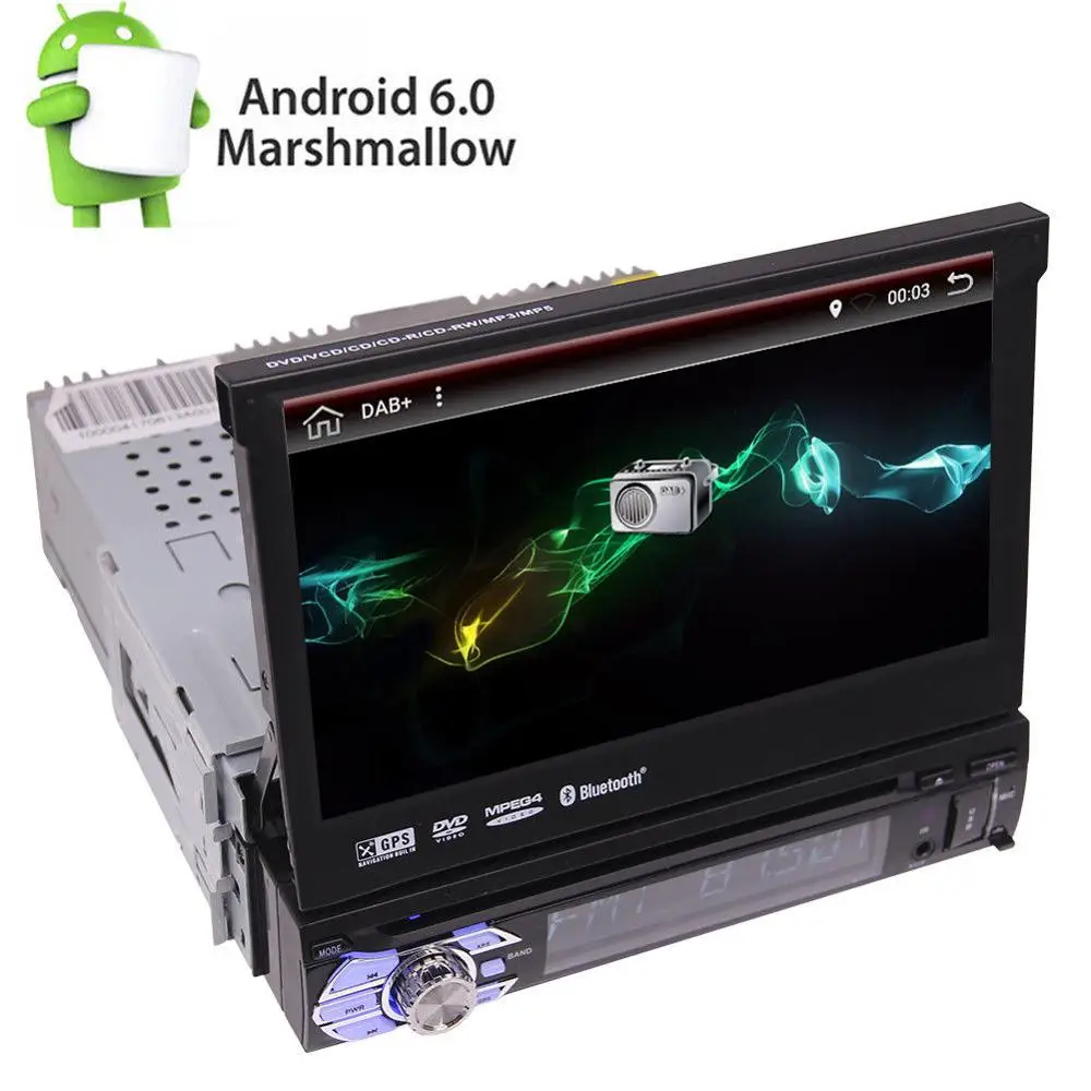 7 &quotодин Din Android 6 0 Автомобильный DVD CD плеер с DAB + Радио Съемный стерео gps 3g 1 din
