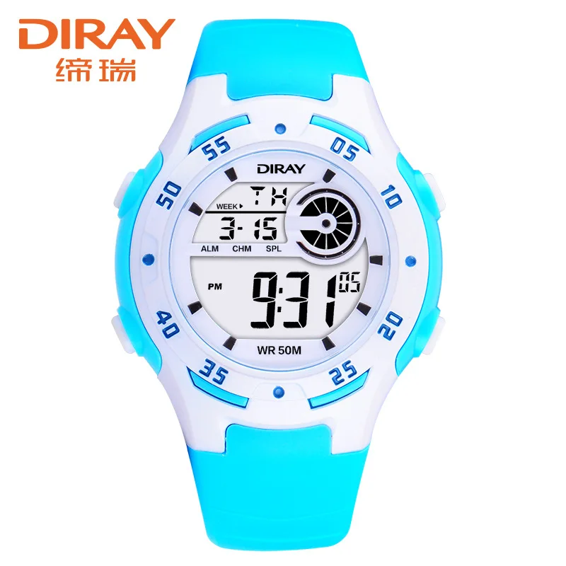 Детские наручные часы DIRAY водонепроницаемые силиконовые цифровые Модные