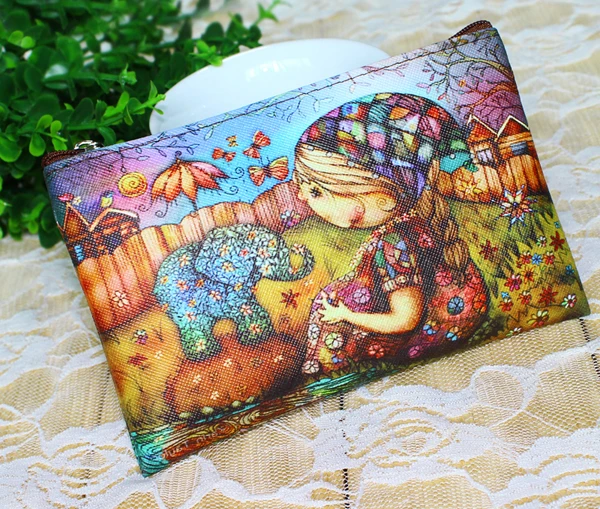 Женские кошельки с принтом слона, кошелек для монет на молнии, Дамские кошельки для карт, ключей, денег, сумки с карманами, мультяшный кошелек для девочек