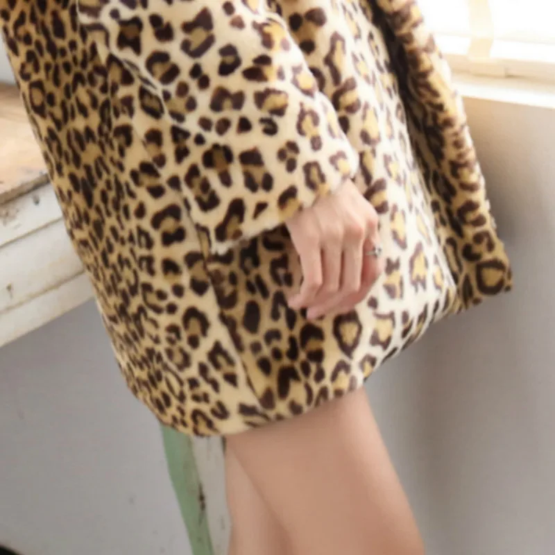 Женская Мода волосатые лохматый леопарда искусственного зима кролик
