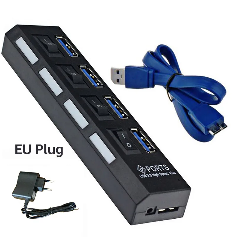Мульти USB 3 0 концентратор сплиттер 5 Гбит/с микро с адаптером питания вкл/выкл