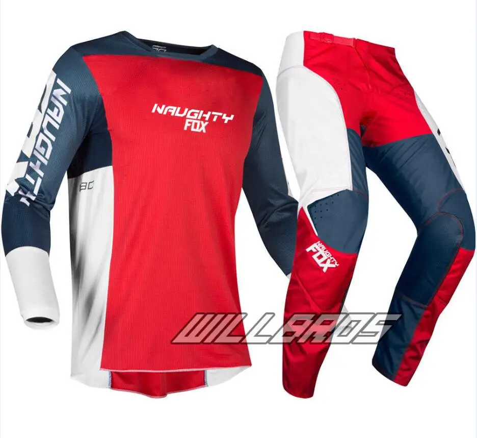 Красный Костюм для мотокросса Naughty Fox MX 180, мужской внедорожный MX MTB DH, горный велосипед, горные велосипедные комбо - Цвет: Красный