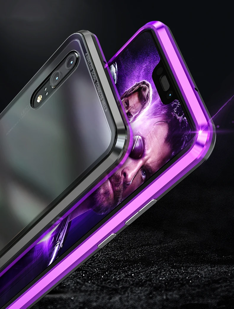 Роскошный металлический магнитный чехол для huawei P20 PRO, чехлы с откидной крышкой для huawei P20 Lite, бампер из закаленного стекла, металлическая рамка, чехол