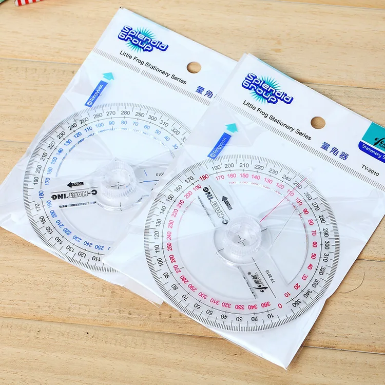 

Newest Portable Diameter Of 10cm Plastic 360 Degree Pointer Protractor Ruler Angle Finder Swing Arm For School Office Supplies