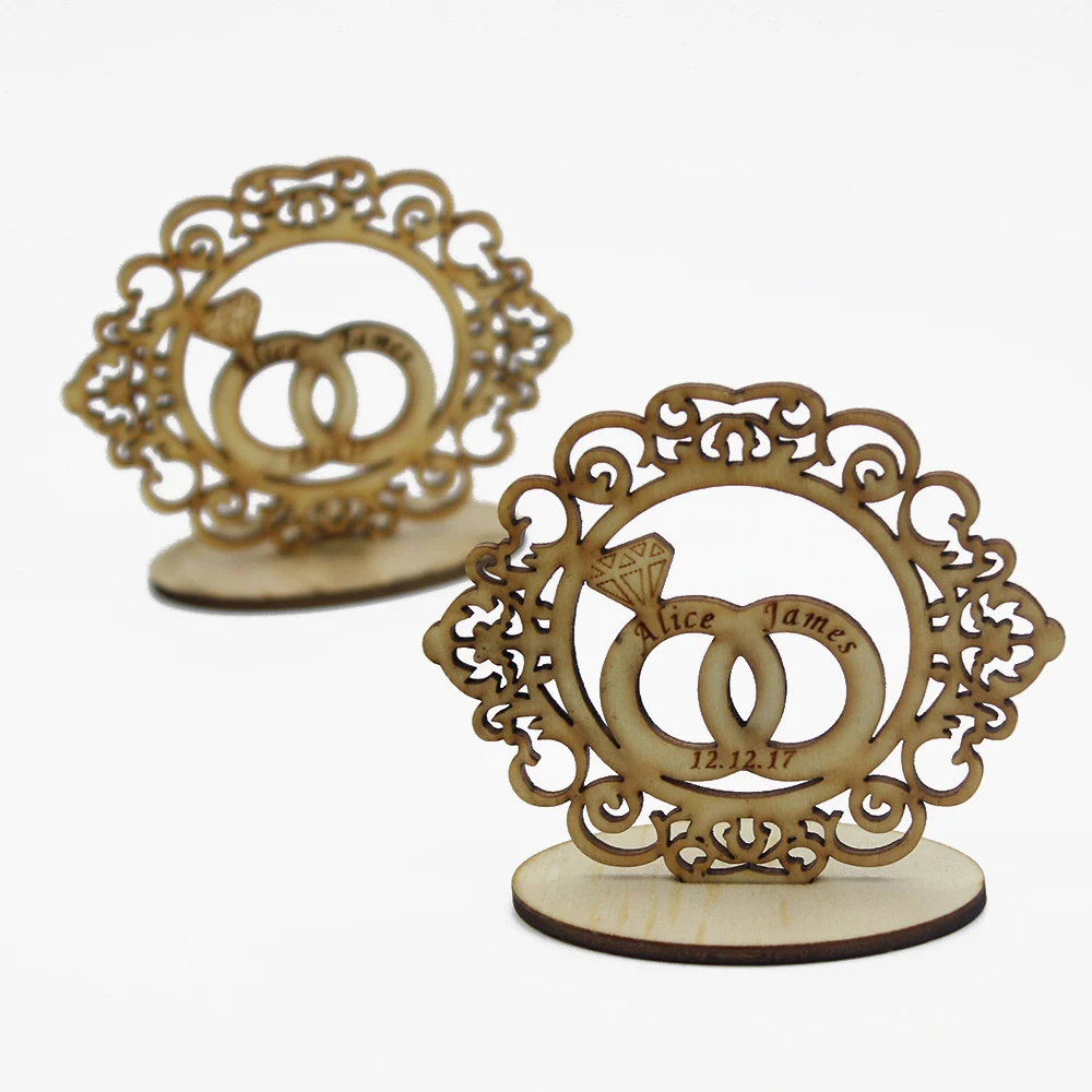 10 наборов персонализированные Выгравированные деревянные Свадебные места стол