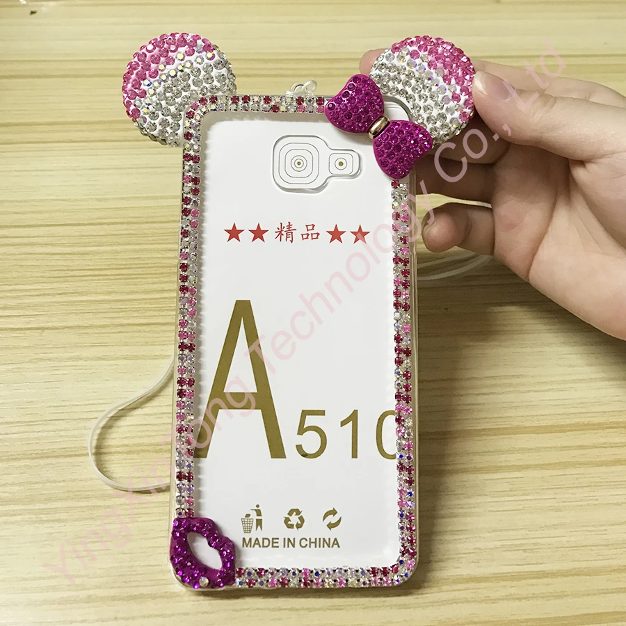 Роскошный чехол со стразами для Samsung Galaxy J3 J5 J7 A5 Fundas Capa уши Микки-Мауса Блестящий Алмазный ТПУ чехол для телефона