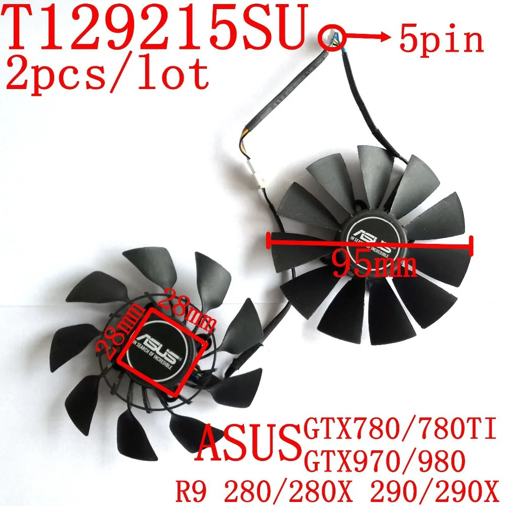 Вентилятор охлаждения EVERFLOW T129215SU, 2 шт./лот, 12 В, 0,5a, 28x28x28x28 мм, для ASUS GTX780/780TI, R9 280/280X 290/290x GTX970/980