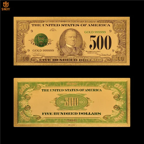 1875 США сувенир Золотая банкнота$1000 доллар цвет Позолоченные деньги бумажная банкнота для сбора - Цвет: 500 Dollar(1918)