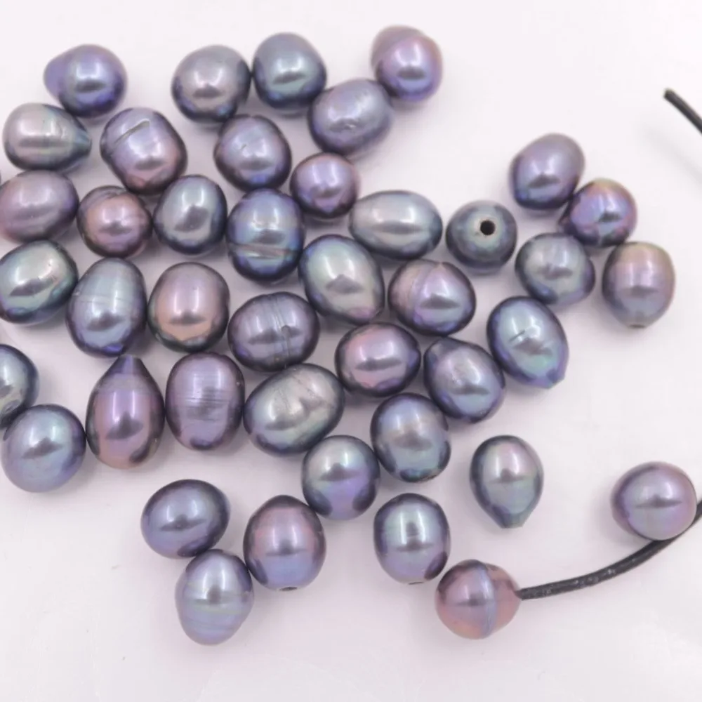 

Lots 100 PCS 10mmX12mm Teardrop Real Black Pearl 1.5mm Half Hole Loose Beads