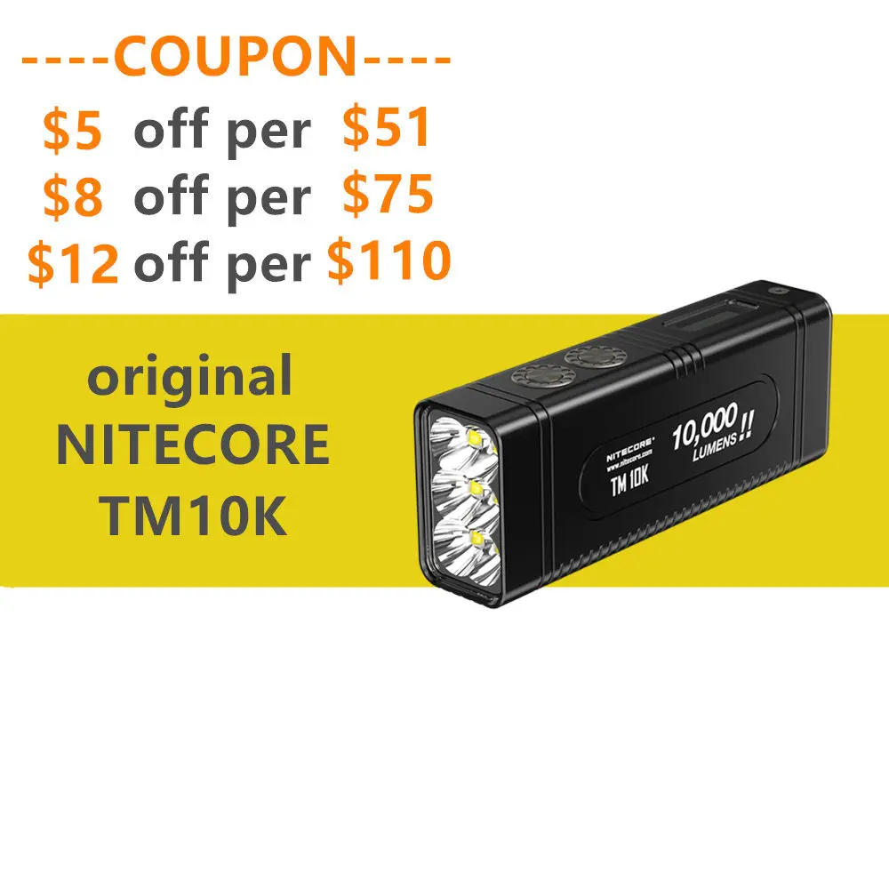 NITECORE TM10K 10000 лм CREE XPH35 HD мощная и революционная батарея 21700 высокая яркость