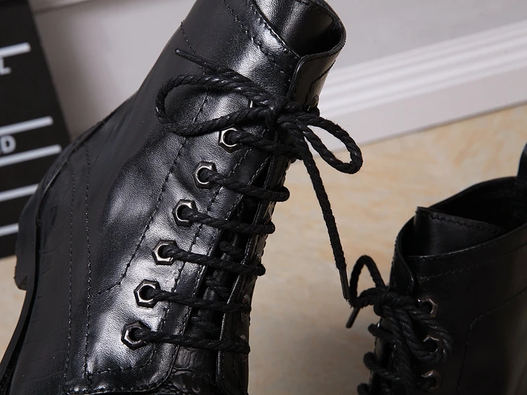 Мужские кожаные ботильоны с острым носком на шнуровке|shoes men|shoes qualityshoe man men |