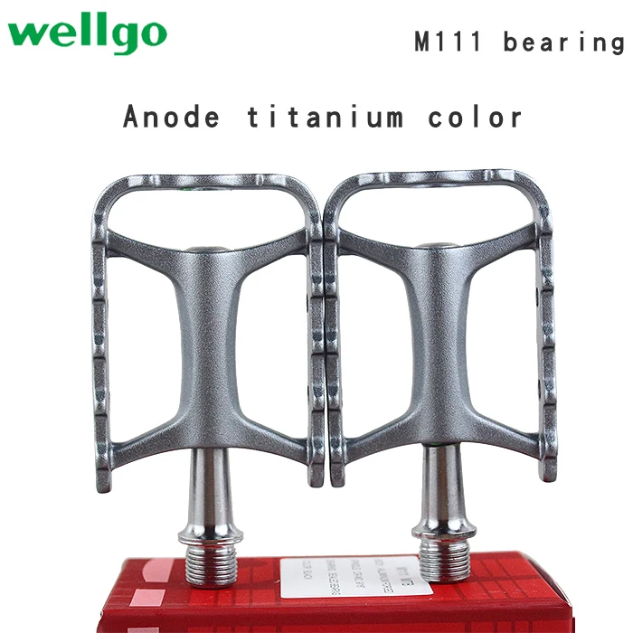 M111 Titanium Wellgo M111, не быстросъемные педали для горного велосипеда, педали для шоссейного велосипеда, MTB велосипедные педали запчасти велосипедов - Цвет: M111 Titanium