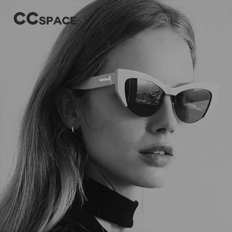 CCSPACE Женские оправы для очков кошачий глаз для женщин с Т-образными заклепками, брендовые дизайнерские оптические очки, модные очки ручной работы 45108