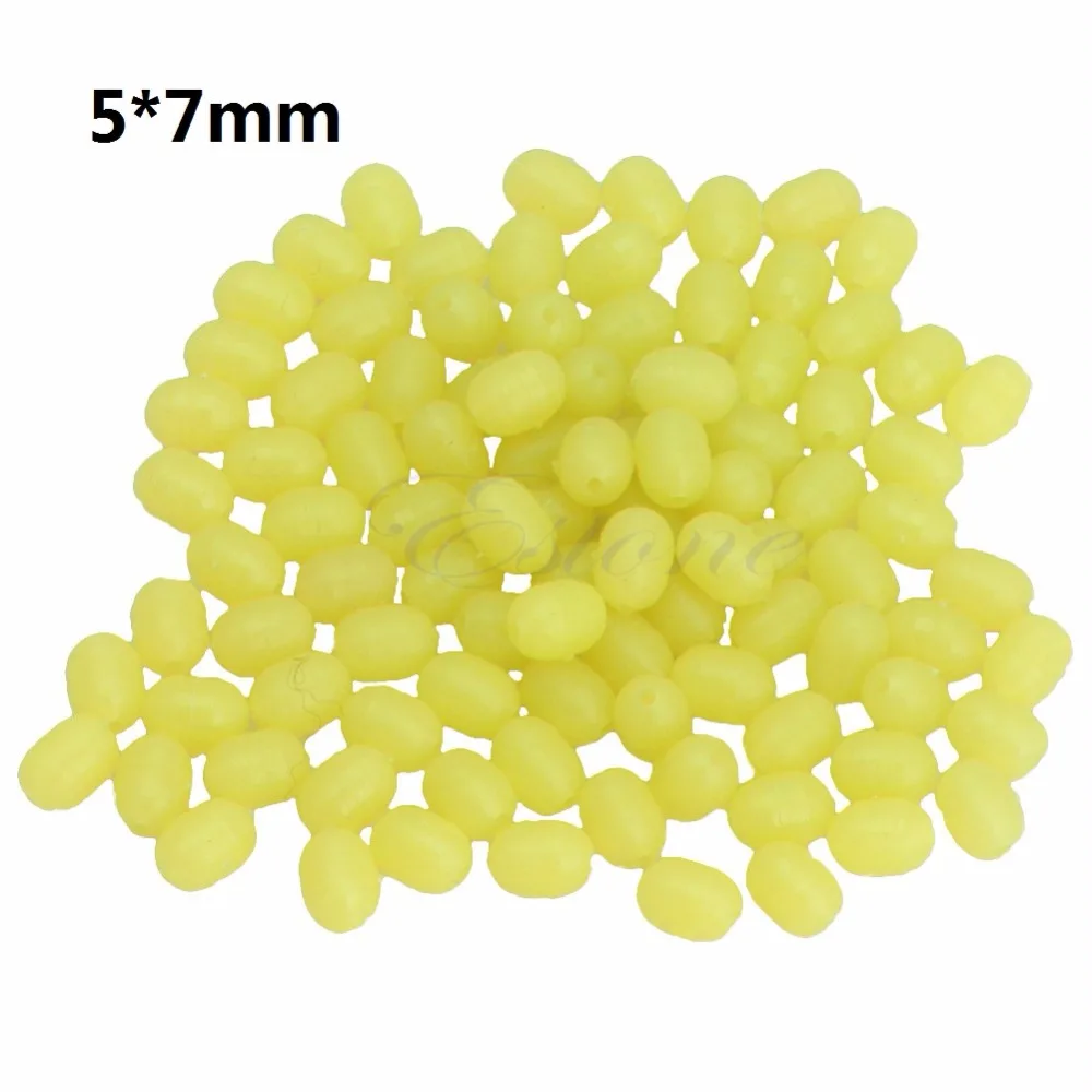 Желтый 100 шт. Овальный жесткий светящиеся бусины для рыбалки в море рыболовные