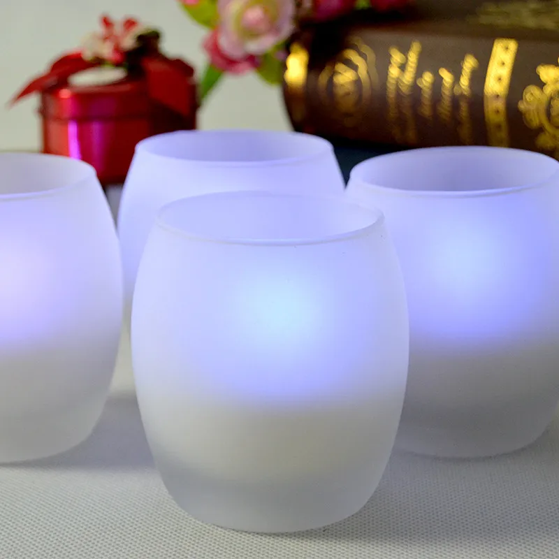 Remote Control LED Tealight Candle Frosted Glass Holder Color Changing Battery Operated for Christmas | Дом и сад