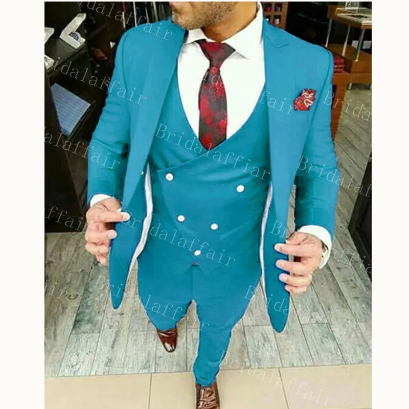 Peacock Blue Bridalaffair павлин синий мужской костюм Жених одежда мужской повседневный модный блейзер тонкий Выпускной Свадебные смокинги для мужчин - Цвет: Peacock Blue