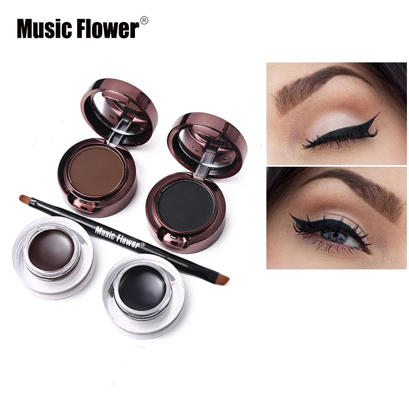 Бренд Music Flower 2 в 1 гелевая подводка для глаз и пудра бровей палитра макияжа