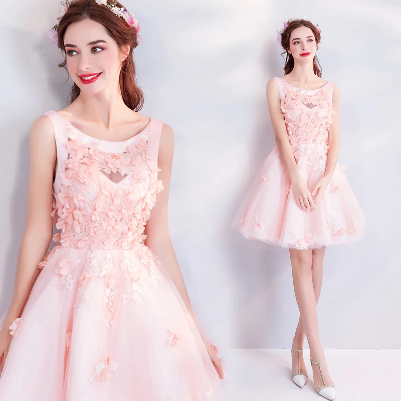 

2018new stock plus size women pregnant bridesmaid dresses wedding party A line flower backless sexy romantic cheap pink dress