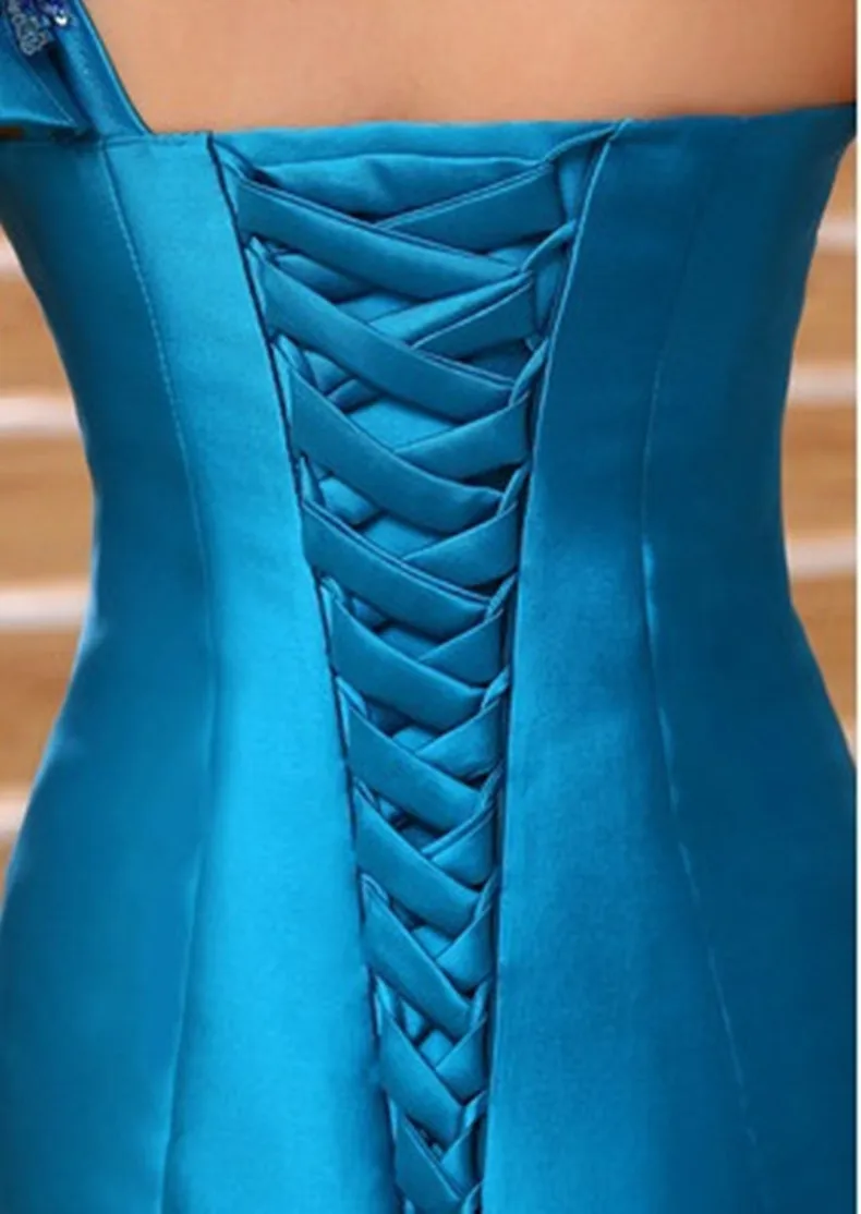 Robe de soiree elegant Blue one shoulder princess mermaid evening dress lace formal vestido de festa prom dresses party dresses