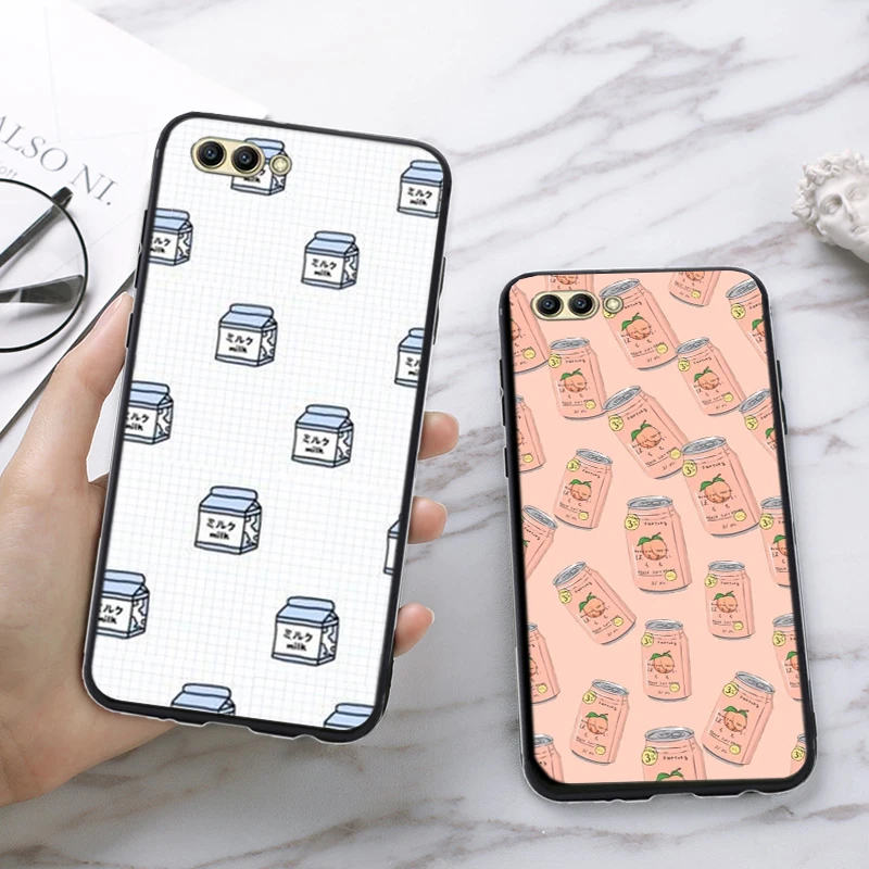 Kawaii Japanese Milk Silicone Case for Huawei honor 6A 7A Pro 7X 8 Lite 8A 8X 8C 9 Note 10 View 20 20S 9X | Мобильные телефоны и