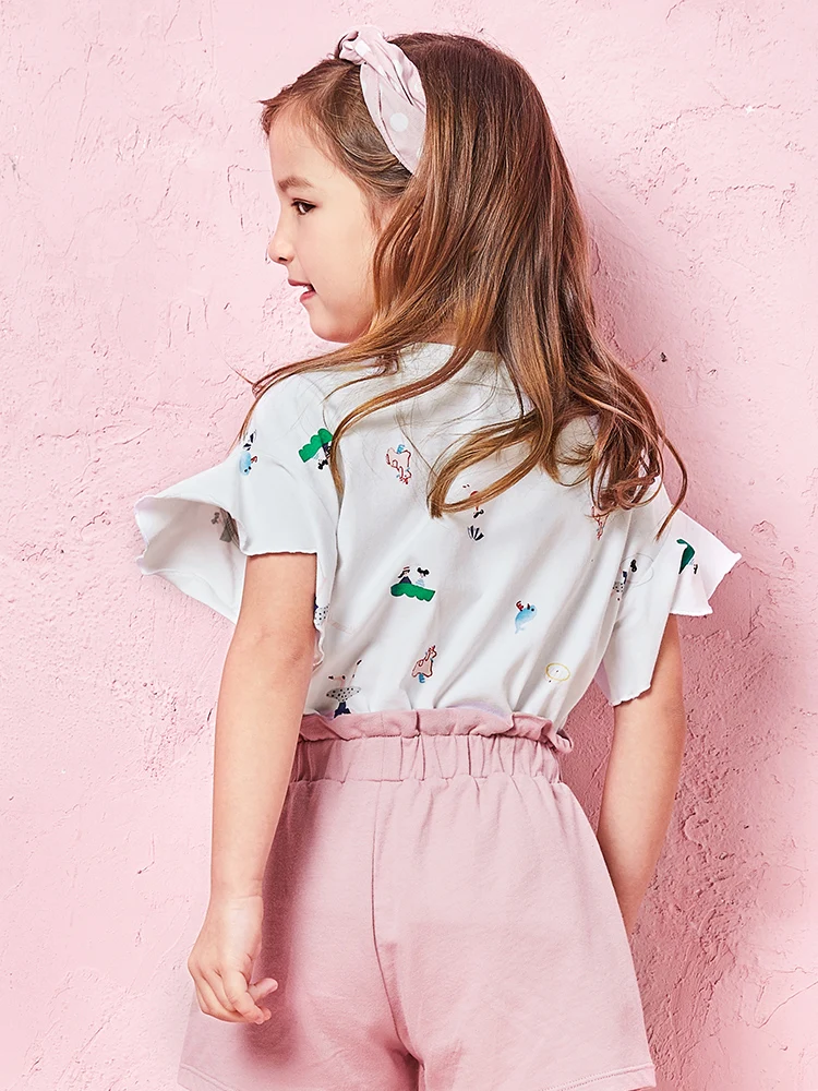 Balabala/Летняя футболка для маленьких девочек детская белая желтая черная лучшая