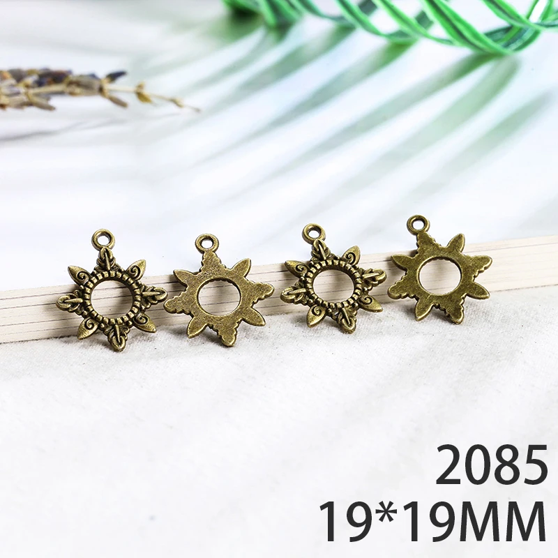 

19*19mm 10pcs Sunflower Alloy Pendant For Diy Jewelry Making 2 Colors Antique Silver Antique Bronze No.2085
