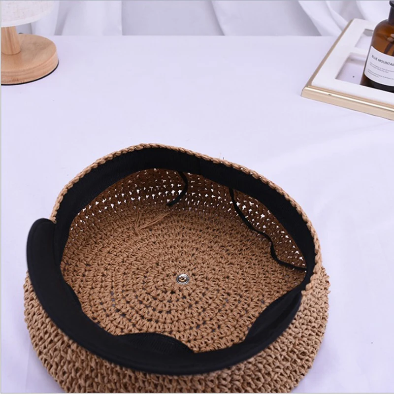 

2019 New Summer Woman Straw Berets Female Elegant Sun hat French Artist Hat Ladies Casual Spring Holiday Vintage Painters Hat