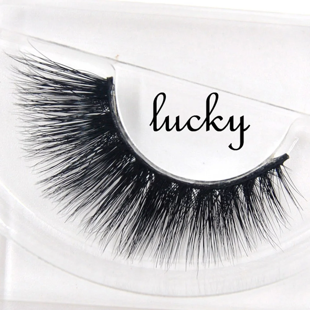 

1 pair 3D Mink Eyelashes fake lashes 100% hand make Natural long false eyelash curely-free fluffy eye extension faux lash-Lucky