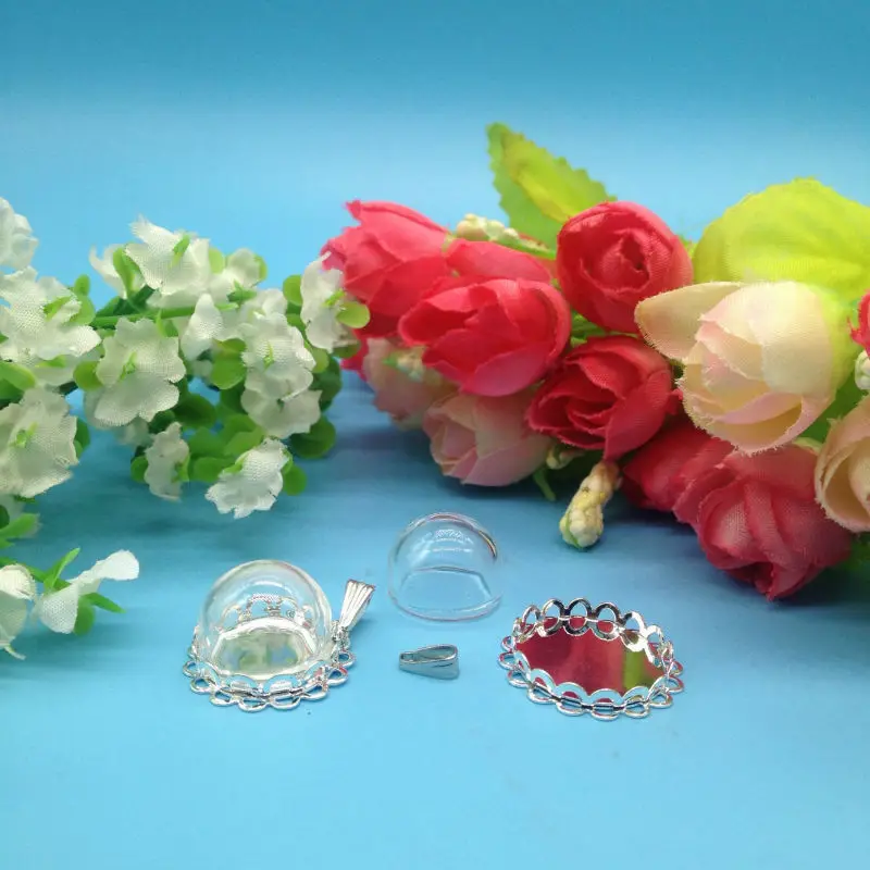 5 шт./партия Посеребренная Двойная кружевная основа поднос 15/20/25/30 мм прозрачные