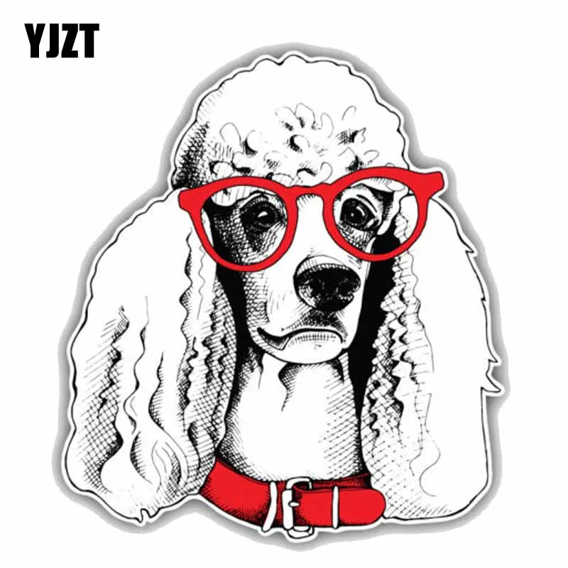 

YJZT 14 см x 15,5 см Модный Пудель Собака лицо скетч автомобильный Бампер Окно водонепроницаемый ПВХ стикер наклейка