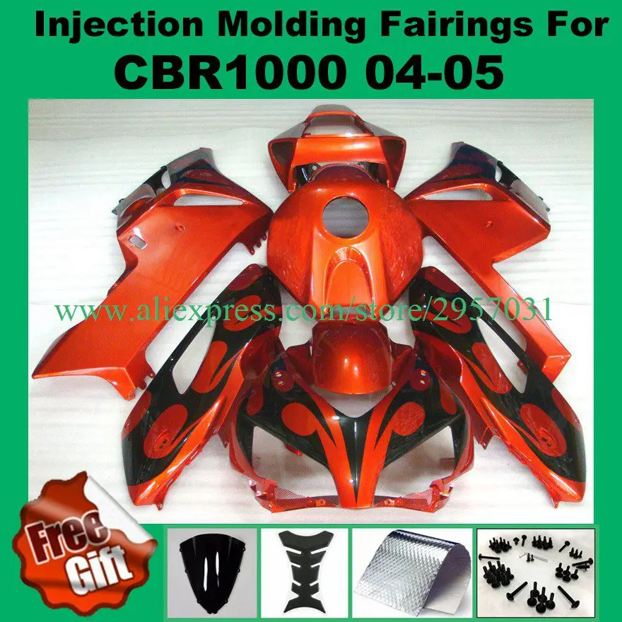 

Free screws+gifts Injection For HONDA CBR 1000RR 04 05 CBR1000 RR 04-05 1000 RR Orange Black L935 CBR1000RR 2004 2005 Fairing