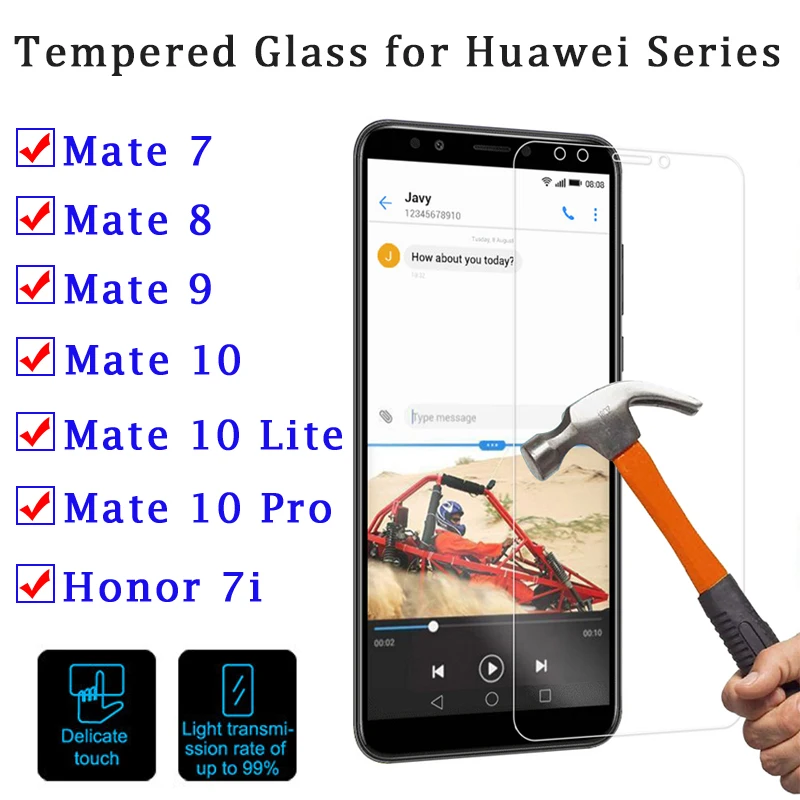 2 шт. закаленное стекло для Huawei mate 10 lite защита экрана Защитная пленка свет huawey 7 8 9