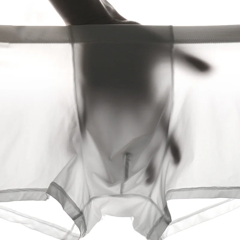 Трусы боксеры мужские прозрачные шелковые нейлоновые пикантные шорты нижнее