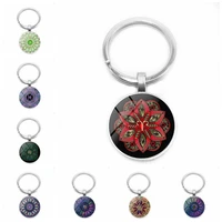 heat new mandala 12 constellation key ring kaleidoscope silver pendant keychain to send gifts for men and women friends