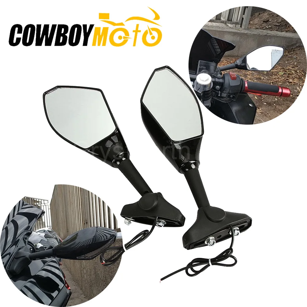 

Motorcycle LED Turn Signal Rearview Side Mirrors For Kawasaki ZX 6R/636/6RR 1998-2006, ZX10R 2004-2007, Ninja 250R 2008-2011