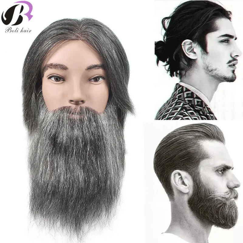 Male Mannequin Head  With Real Human Hair Training Hairdressing Doll Head For Beard Cutting Practice Salon Training Dummy Head