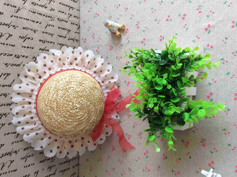 

2016 Wholesale summer Children Sunflowers bow straw hat baby girls Beach Hats sun hat 10 pcs/lot