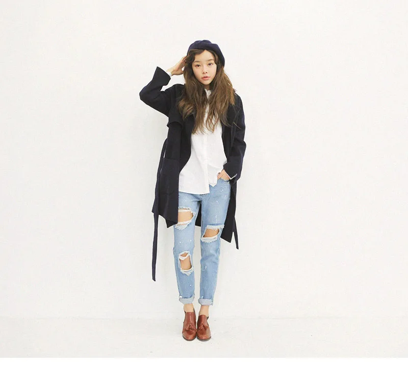 Fashion street BF windy hole loose feet pants womens jeans |