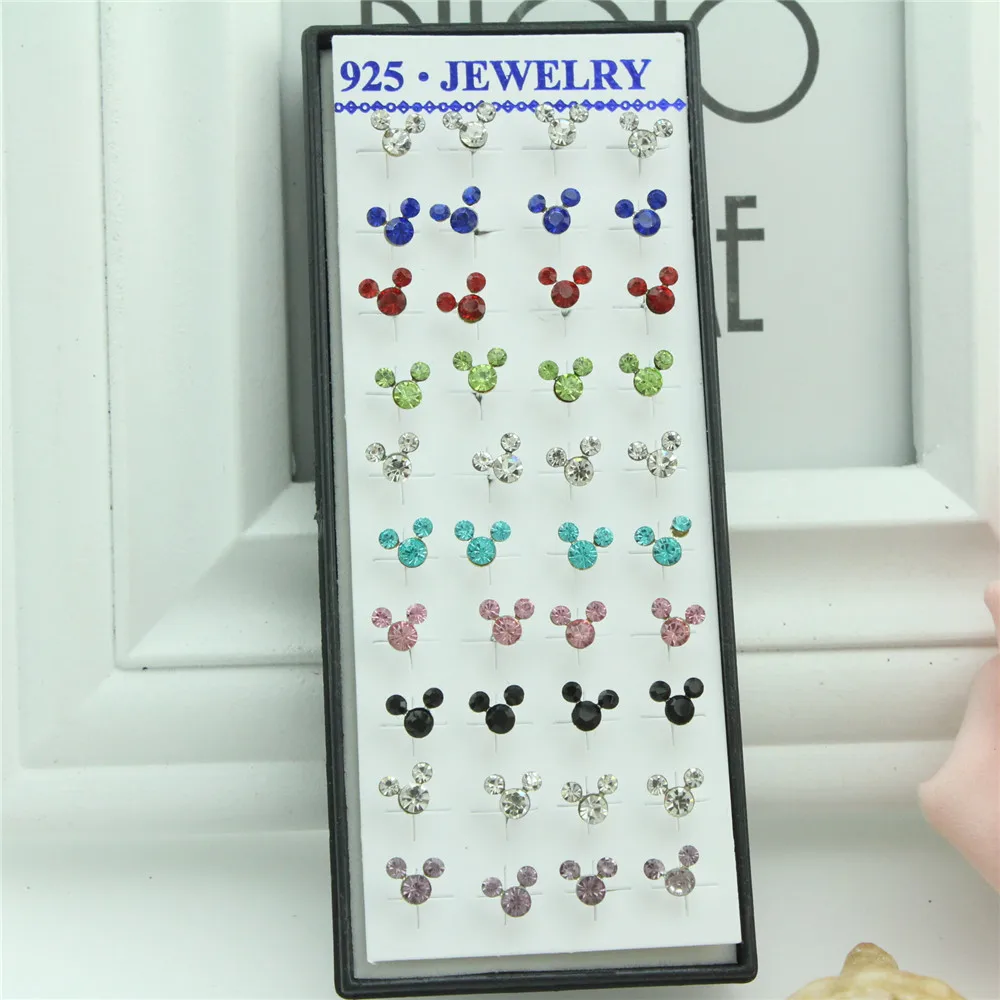 40 шт. женские серебряные серьги-гвоздики с кристаллами | Украшения и аксессуары