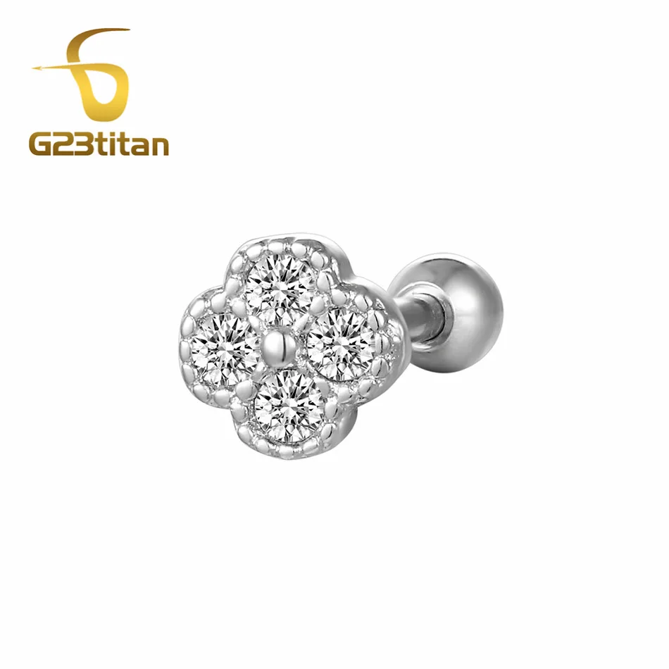 Ear Tragus G23titan, модные серьги, хрящевой пирсинг, 5 кристаллов, шпильки, пирсинг серьги-гвоздики, трагус для женщин, ювелирные изделия для тела - Окраска металла: Ear Tragus