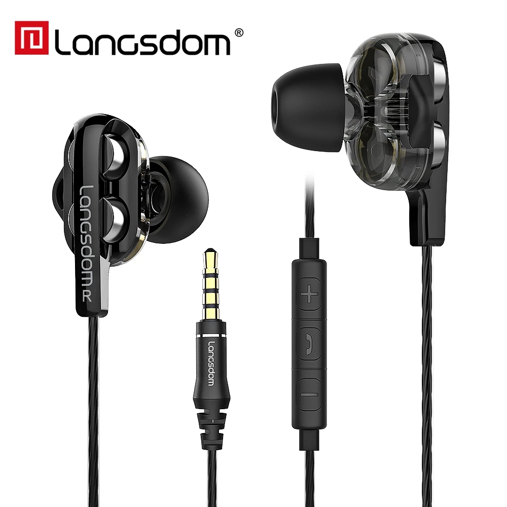 Langsdom D4C двойные наушники-вкладыши с микрофоном шумоподавление Hi-Fi музыка