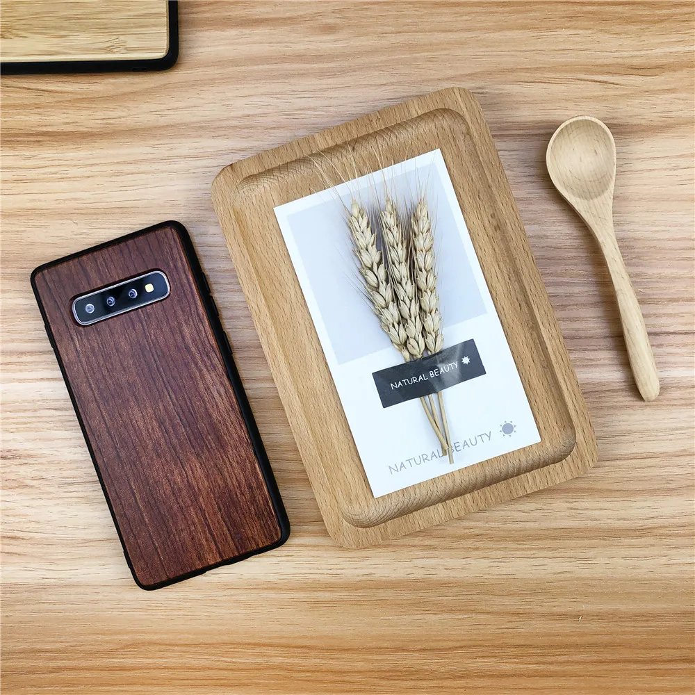 Для samsung Galaxy Note 8 9 S7 Edge S8 S9 Plus Деревянный чехол из натурального дерева + силиконовый