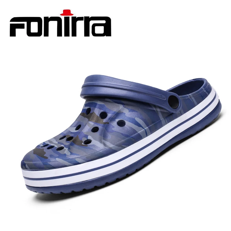 

FONIRRA Summer Men's Garden Clogs Slippers EVA Casual Fashion Sandals Outdoor Beach Shoes Men Slip On Water Shower Slippers 588