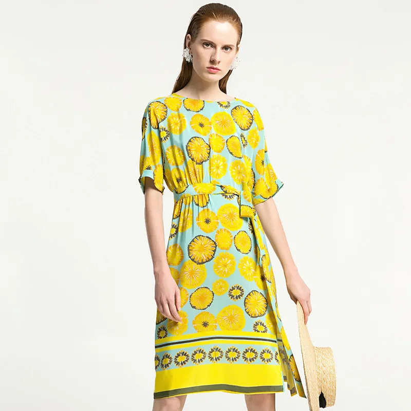 Лето 2018 Новое поступление женские легкие Роскошные модные платья с принтом