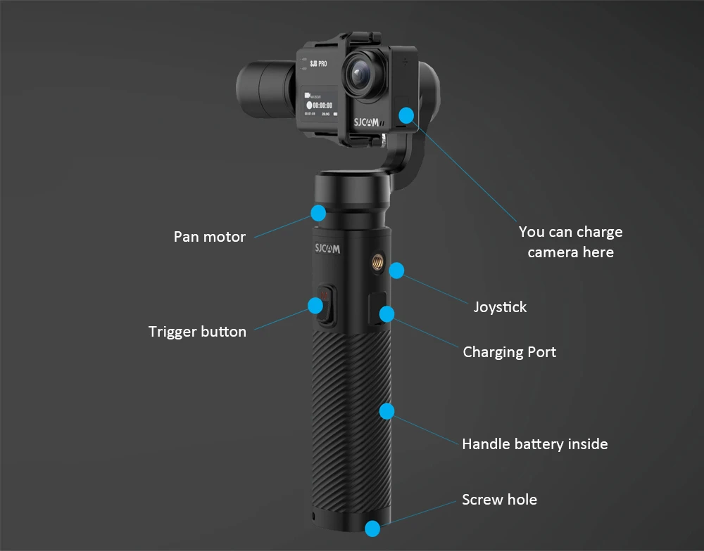 Оригинальный ручной стабилизатор SJCAM 3 осевой Bluetooth Тип управления SJ GIMBAL 2 для