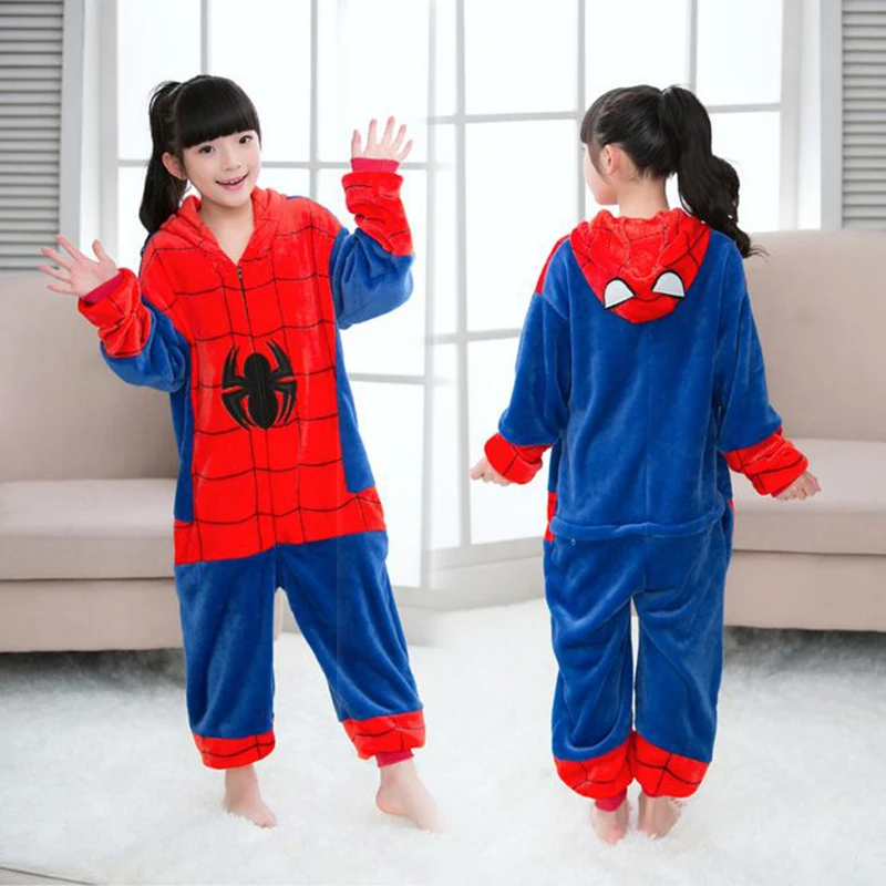 New Christmas pajamas Kids Boys Girls Sleepwear Children's Onesie Cosplay Animal Pikachu zebra Spiderman Dinosaur pyjama enfant | Мать и