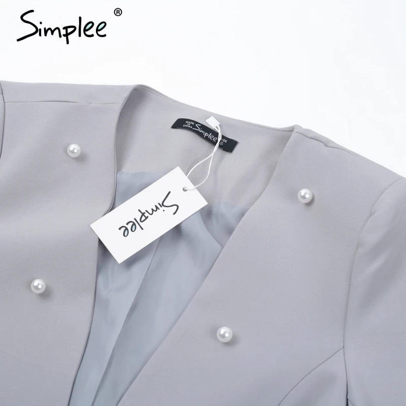 Женский блейзер для офиса Simplee синий винтажный комбинезон с жемчугом роскошный