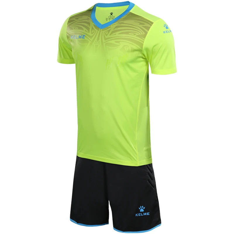 KELME Футбол вратарь майки настроить с короткими рукавами Для Мужчин's Футбол профессиональный спортивный костюм вратаря 3871014 - Цвет: Fluorescent yellow