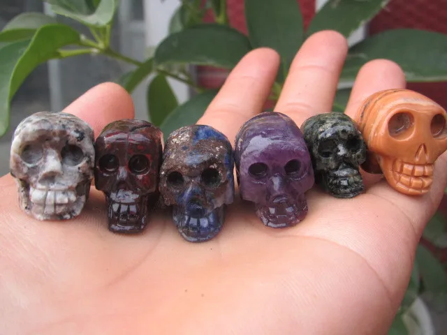 6 шт. натуральный цветной резной кварцовый кристалл исцеление черепа без