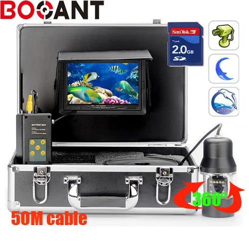 

50m 360 Degree rotation SONY CCD PTZ Underwater video Camera with 7 Inch LCD moniot box Freeship with 8GB SD card